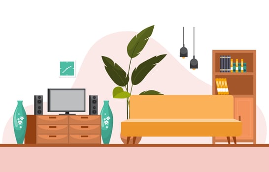 Tropical Houseplant Green Decorative Plant in Living Room Illustration vector