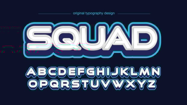White and Blue 3D Game Logo Typography vector