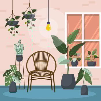 Tropical Houseplant Green Decorative Plant Interior House Illustration vector