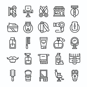 Set of Barbershop icons with line art style vector