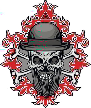 Gothic sign with skull, grunge vintage design t shirts vector