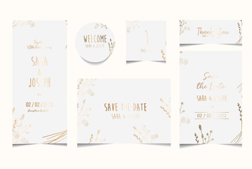 simple floral botanical wedding invitation card vector