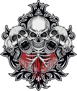 Gothic sign with skull and thorax, grunge vintage design t shirts vector