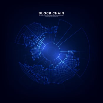 Blockchain technology with global connection concept suitable for financial investment or crypto currency trends business vector