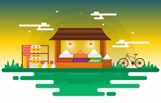 Fresh Fruit Vegetable Store Stall Stand Grocery in Market Illustration vector