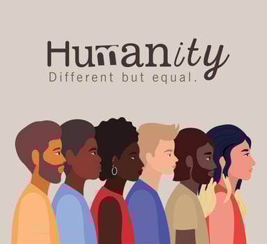 Humanity concept with interracial people vector