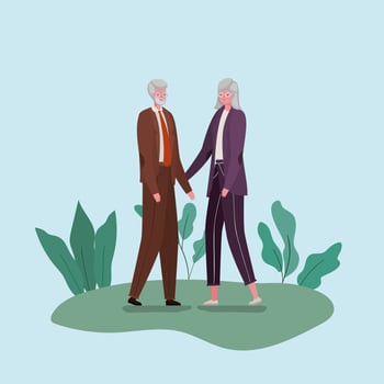 Senior citizen couple at the park vector