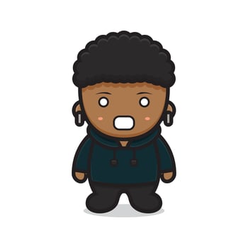 cute boy wearing hoodie with shock face vector