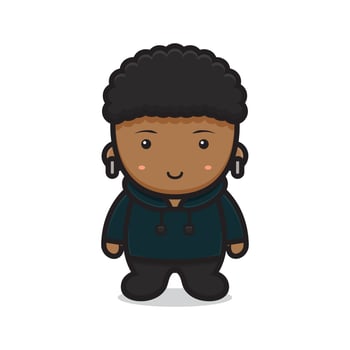 cute boy wearing hoodie and smile face vector