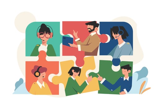 Online people connecting social puzzle elements vector