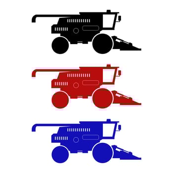 Set Of Harvester Combine On White Background vector