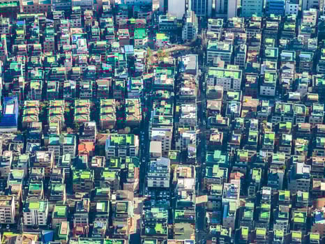 Aerial view of Seoul City, South Korea photo