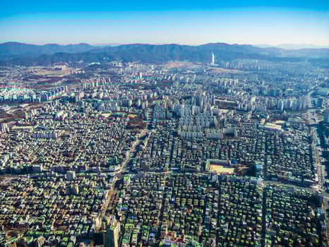Aerial view of Seoul City, South Korea photo