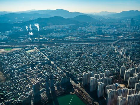 Aerial view of Seoul City, South Korea photo