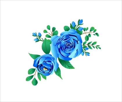 Classic blue floral for wedding invitation template vector