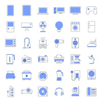 Colored line home appliances Icons. vector