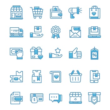 Set of Shopping icons with blue style. vector