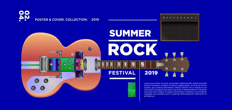 Summer rock music festival banner vector