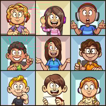 Virtual cartoon classroom vector