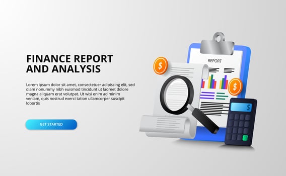 3d illustration concept of finance and money report analysis for auditing tax, economy vector