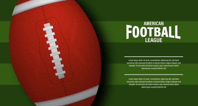 American football rugby poster banner template with 3d oval ball vector