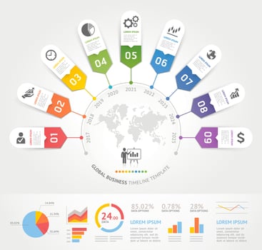 Business infographics elements template. Vector illustrations. Can be used for workflow layout, banner, diagram, number options, web design, timeline template.