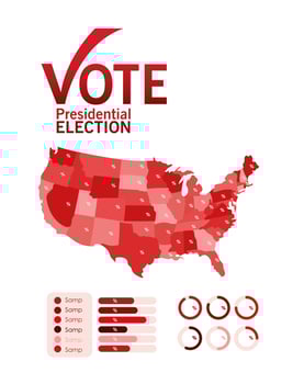 Presidential election vote with map infographic vector