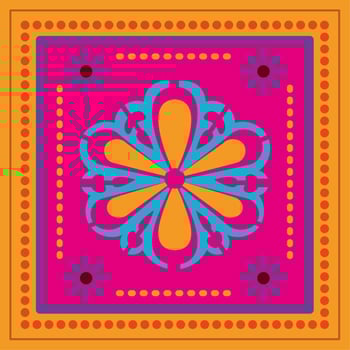 mexican flower in a colorful frame vector