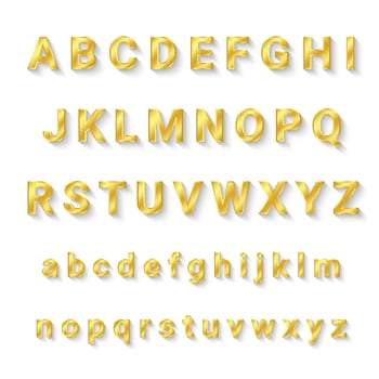 Gold Alphabet A to Z With Capital and Small Letters vector