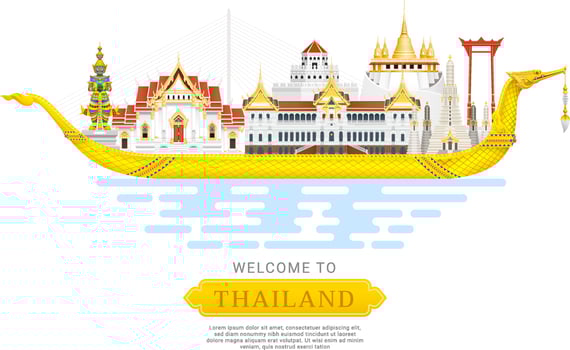 Thailand landmark travel background vector illustration