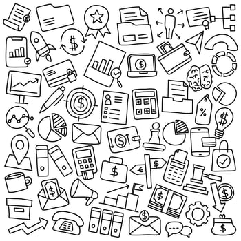 Hand Drawn set of Business and Financial vector