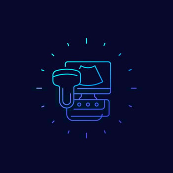ultrasound machine icon, linear vector.eps vector