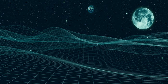 Background 3D Illustration of universe and lines, structure, digital connection photo