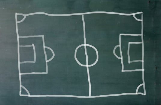 Soccer field drawn on chalkboard photo