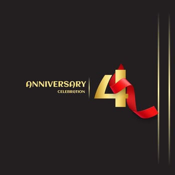 4 Year Anniversary Vector Template Design Illustration