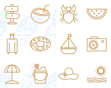 Summer line style icon set vector