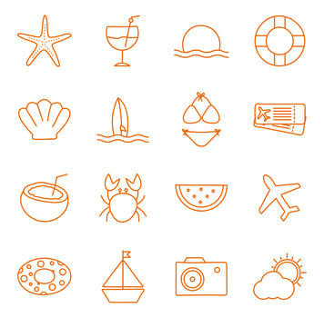 Summer line style icon set vector