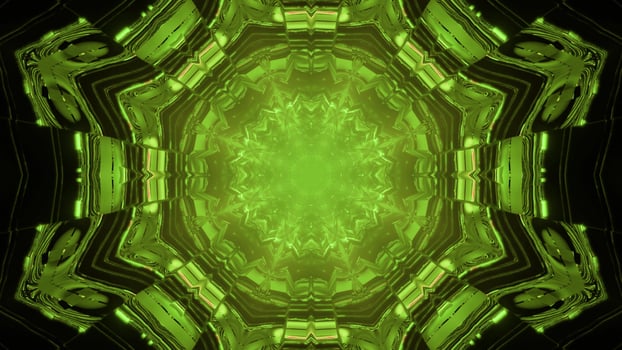 3d illustration of geometric green tunnel photo