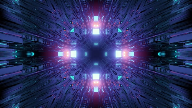 Science fiction time travel tunnel 3d illustration photo