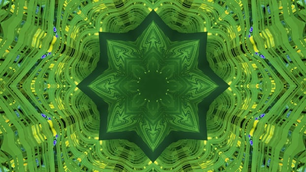 Bright star shaped kaleidoscope ornament 3d illustration photo