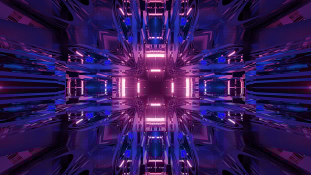 Illuminated tunnel with futuristic design 3d illustration photo