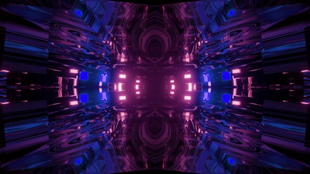 Futuristic neon illumination in dark tunnel 3d illustration photo