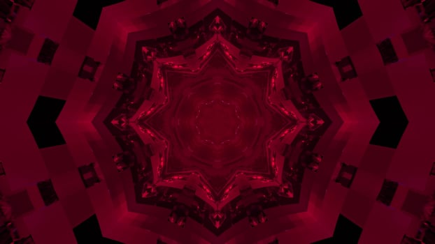3D illustration of symmetric fuchsia kaleidoscope background photo