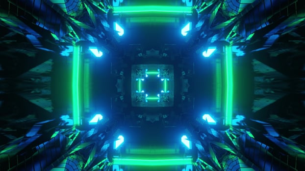 Geometric passage with futuristic illumination 3d illustration photo