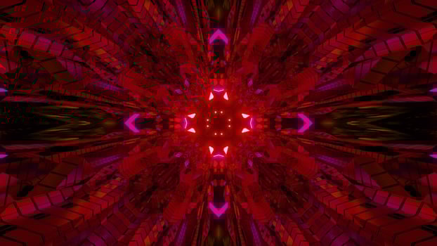 Red futuristic tunnel with neon rays 3d illustration photo