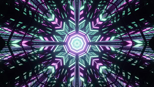 Abstract 3d illustration of luminous snowflake shaped pattern photo
