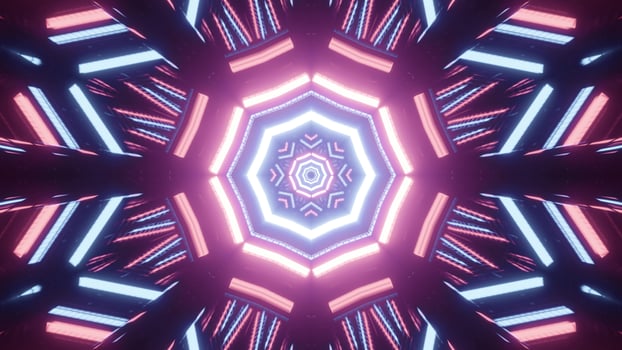 Abstract 3d illustration of luminous geometric corridor photo