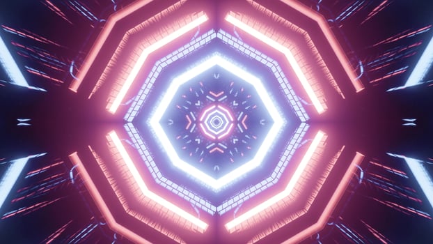 Luminous 3d illustration of glowing spherical corridor photo