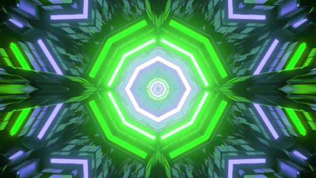 Futuristic pattern with abstract neon lights in 3D illustration photo
