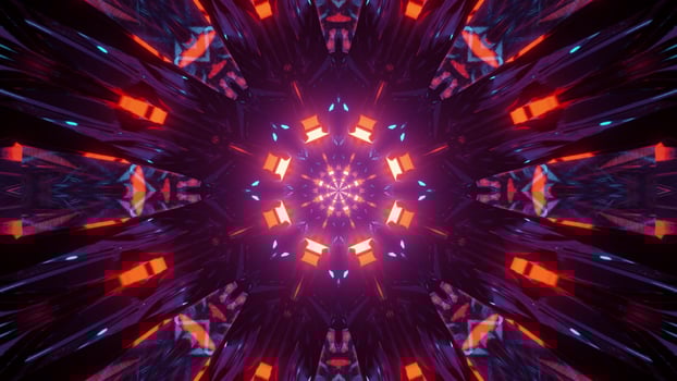 3d illustration with tunnel motion of vivid lights photo